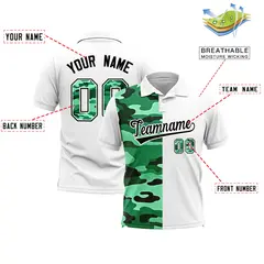 White Camo Split Fashion Authentic Performance Polo Shirt 2
