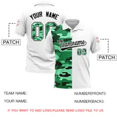 White Camo Split Fashion Authentic Performance Polo Shirt 5
