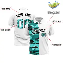 White Camo Split Fashion Authentic Performance Polo Shirt 2
