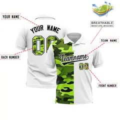 White Camo Split Fashion Authentic Performance Polo Shirt 2