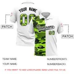 White Camo Split Fashion Authentic Performance Polo Shirt 5