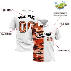 White Camo Split Fashion Authentic Performance Polo Shirt 2