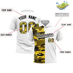 White Camo Split Fashion Authentic Performance Polo Shirt 2