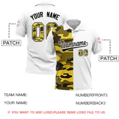 White Camo Split Fashion Authentic Performance Polo Shirt 5