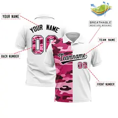 White Camo Split Fashion Authentic Performance Polo Shirt 2