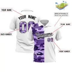 White Camo Split Fashion Authentic Performance Polo Shirt 2