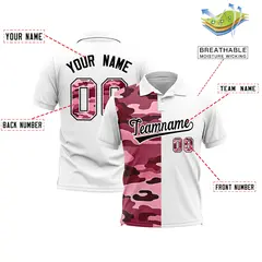 White Camo Split Fashion Authentic Performance Polo Shirt 2