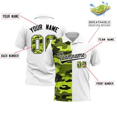 White Camo Split Fashion Authentic Performance Polo Shirt 2