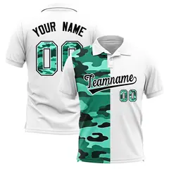 White Camo Split Fashion Authentic Performance Polo Shirt 1