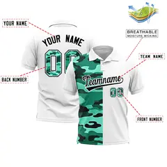 White Camo Split Fashion Authentic Performance Polo Shirt 2