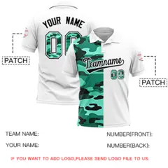 White Camo Split Fashion Authentic Performance Polo Shirt 5