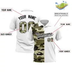 White Camo Split Fashion Authentic Performance Polo Shirt 2