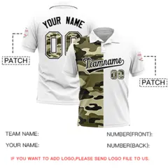 White Camo Split Fashion Authentic Performance Polo Shirt 5