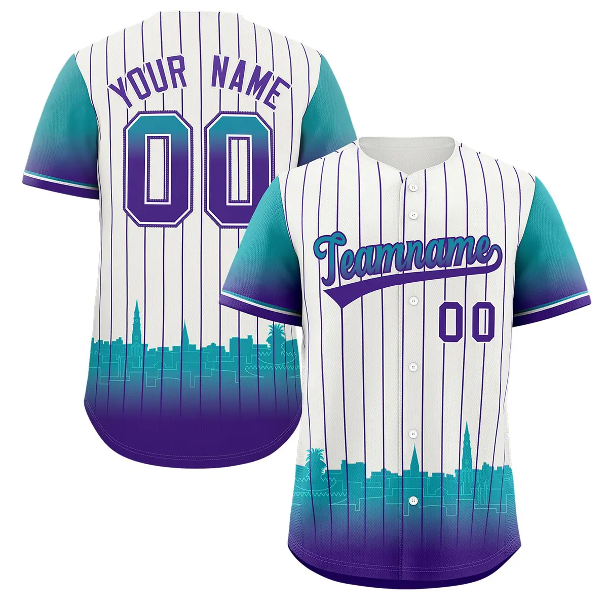 White Charleston SC City Silhouette Baseball Jersey