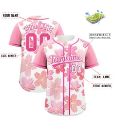 White Cherry Blossom Graffiti Baseball Jersey 2