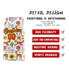 White Chrysanthemum Orange Mexican Colors Graffiti Basketball Jersey 2