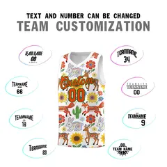 White Chrysanthemum Orange Mexican Colors Graffiti Basketball Jersey 3