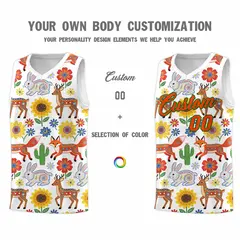 White Chrysanthemum Orange Mexican Colors Graffiti Basketball Jersey 4