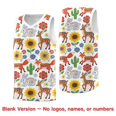 White Chrysanthemum Orange Mexican Colors Graffiti Basketball Jersey 6