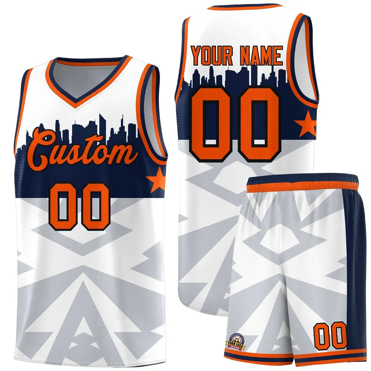 White City Silhouette Pattern Basketball Jersey Uniform