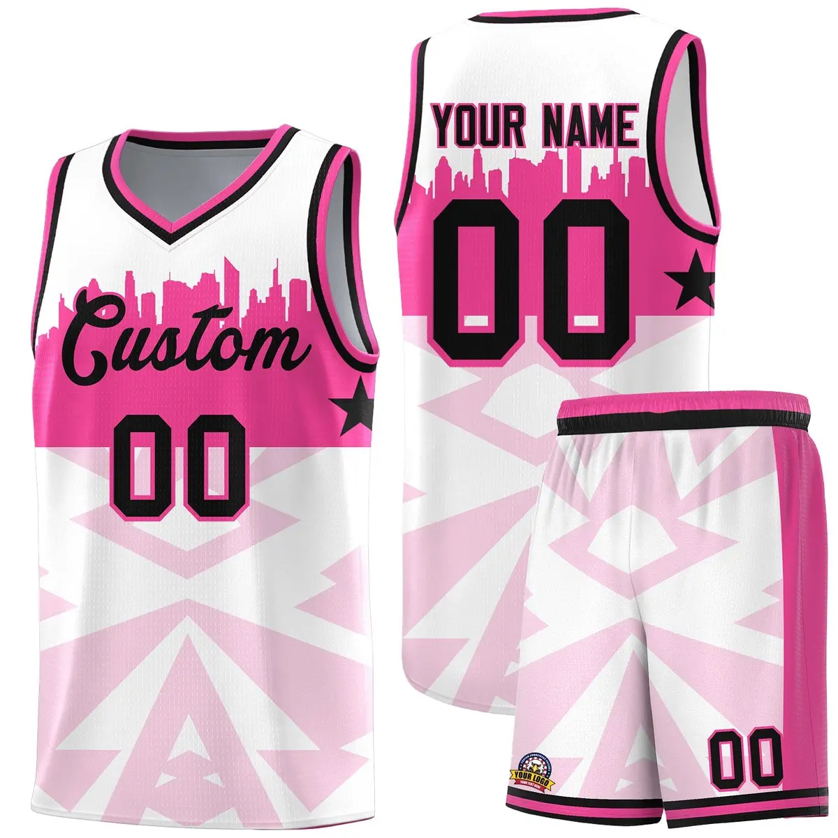 White City Silhouette Pattern Basketball Jersey Uniform