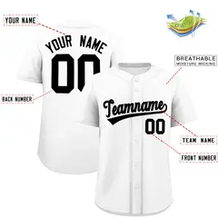 White Classic Solid Color Baseball Jersey 2