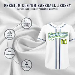 White Classic Style Baseball Jersey Sports Uniform 3
