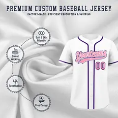White Classic Style Lightweight Baseball Jersey for Teams 3