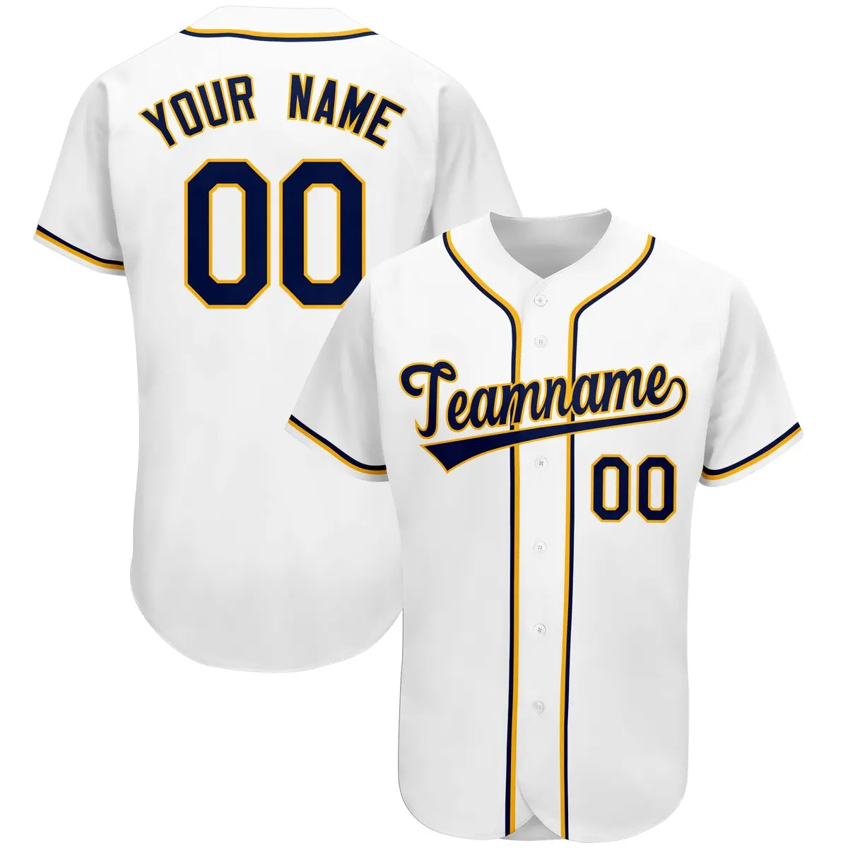 White Classic Team Style Authentic Baseball Jersey