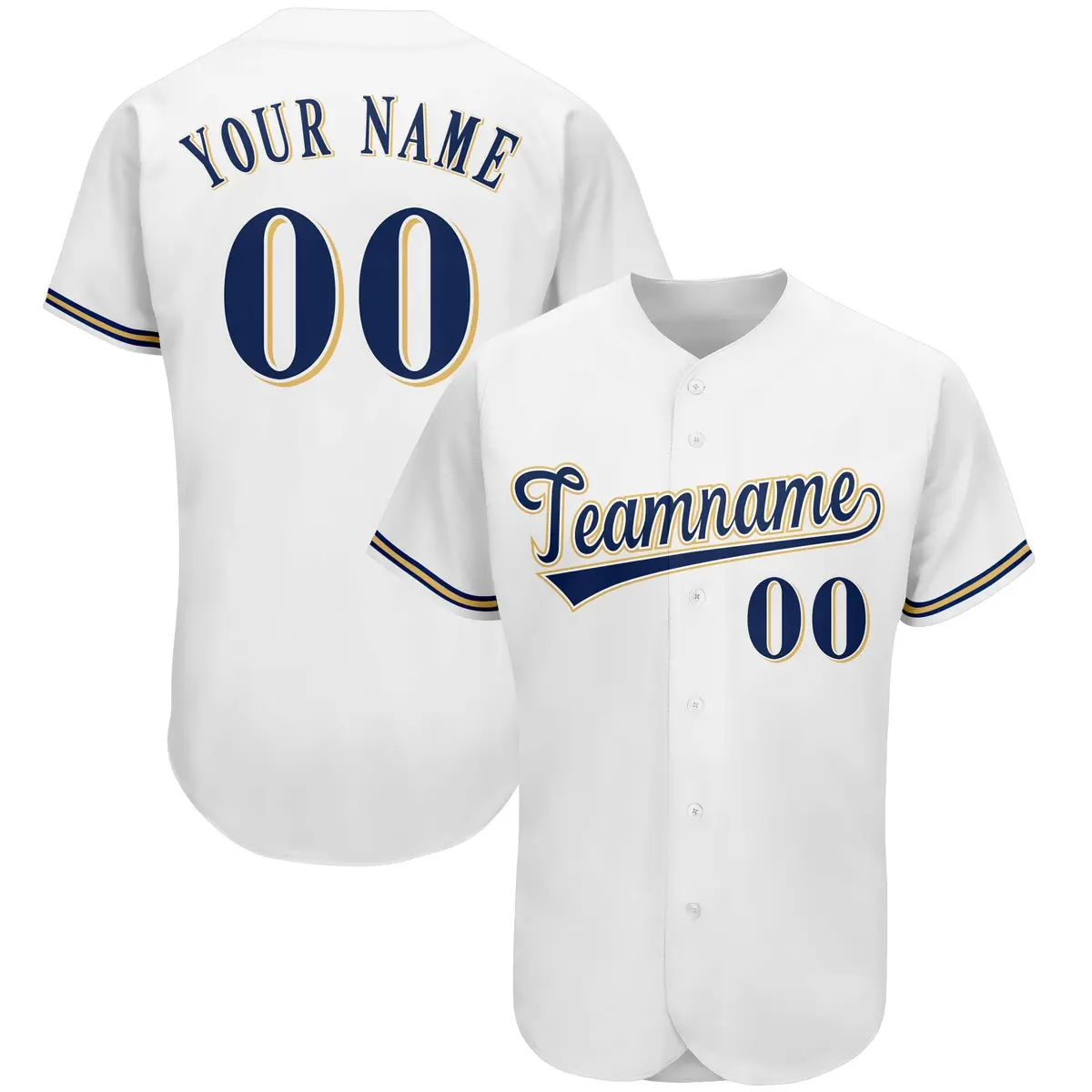 White Classic Team Style Authentic Baseball Jersey