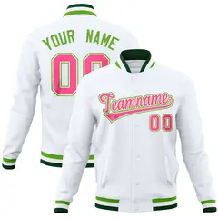 White Classic Varsity Full-Snap Letterman Baseball Jacket 1