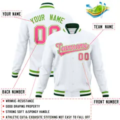 White Classic Varsity Full-Snap Letterman Baseball Jacket 4