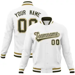 White Classic Varsity Full-Snap Letterman Baseball Jacket 1