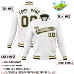 White Classic Varsity Full-Snap Letterman Baseball Jacket 4