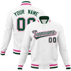 White Classic Varsity Full-Snap Letterman Baseball Jacket 1