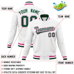 White Classic Varsity Full-Snap Letterman Baseball Jacket 4