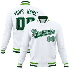 White Classic Varsity Full-Snap Letterman Baseball Jacket 1