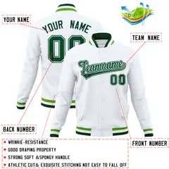 White Classic Varsity Full-Snap Letterman Baseball Jacket 4