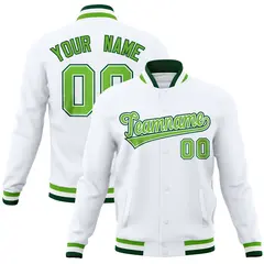 White Classic Varsity Full-Snap Letterman Baseball Jacket 1