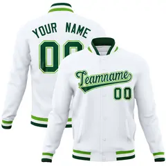 White Classic Varsity Full-Snap Letterman Baseball Jacket 1