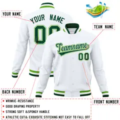 White Classic Varsity Full-Snap Letterman Baseball Jacket 4