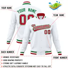 White Classic Varsity Full-Snap Letterman Baseball Jacket 4