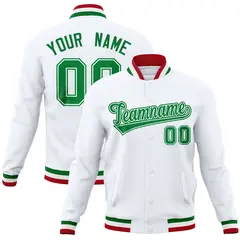 White Classic Varsity Full-Snap Letterman Baseball Jacket 1
