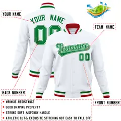 White Classic Varsity Full-Snap Letterman Baseball Jacket 4