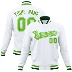 White Classic Varsity Full-Snap Letterman Baseball Jacket 1