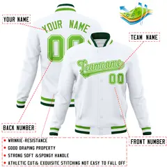White Classic Varsity Full-Snap Letterman Baseball Jacket 4