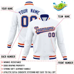 White Classic Varsity Full-Snap Letterman Baseball Jacket 4