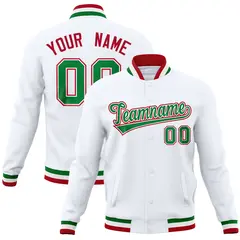 White Classic Varsity Full-Snap Letterman Baseball Jacket 1