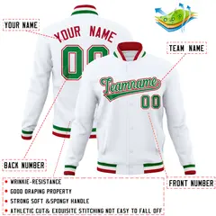 White Classic Varsity Full-Snap Letterman Baseball Jacket 4