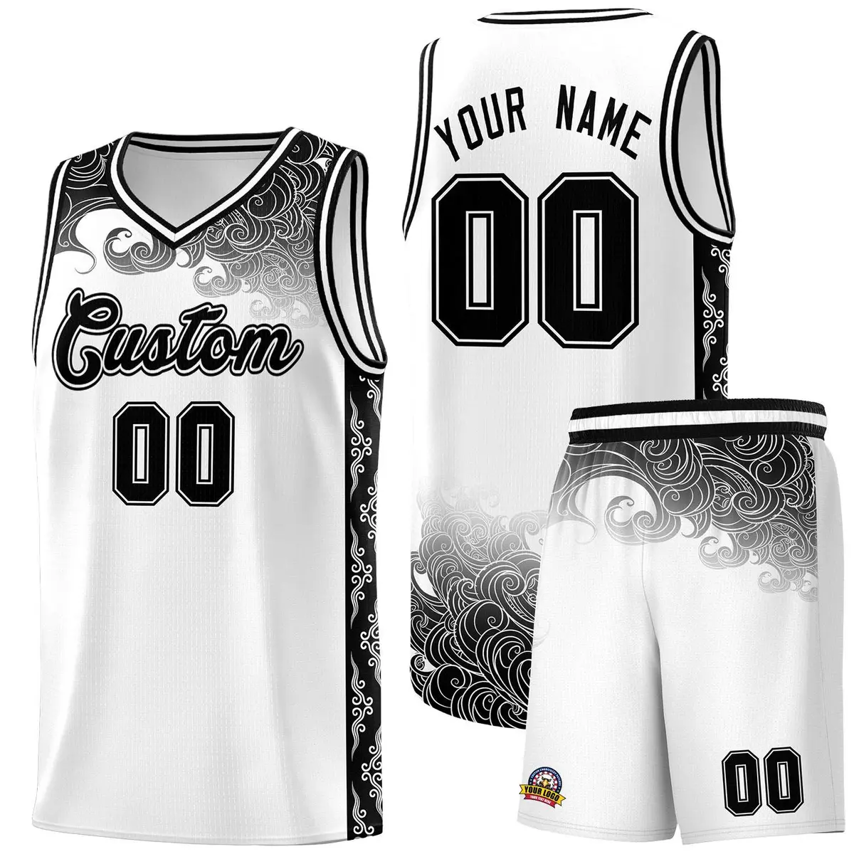 White Cloud Pattern Sports Uniform Basketball Jersey